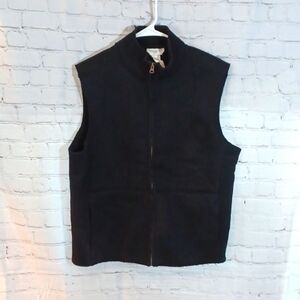 Jones NewYork Thick‎ Black Suede Look  Fleece  L Vest